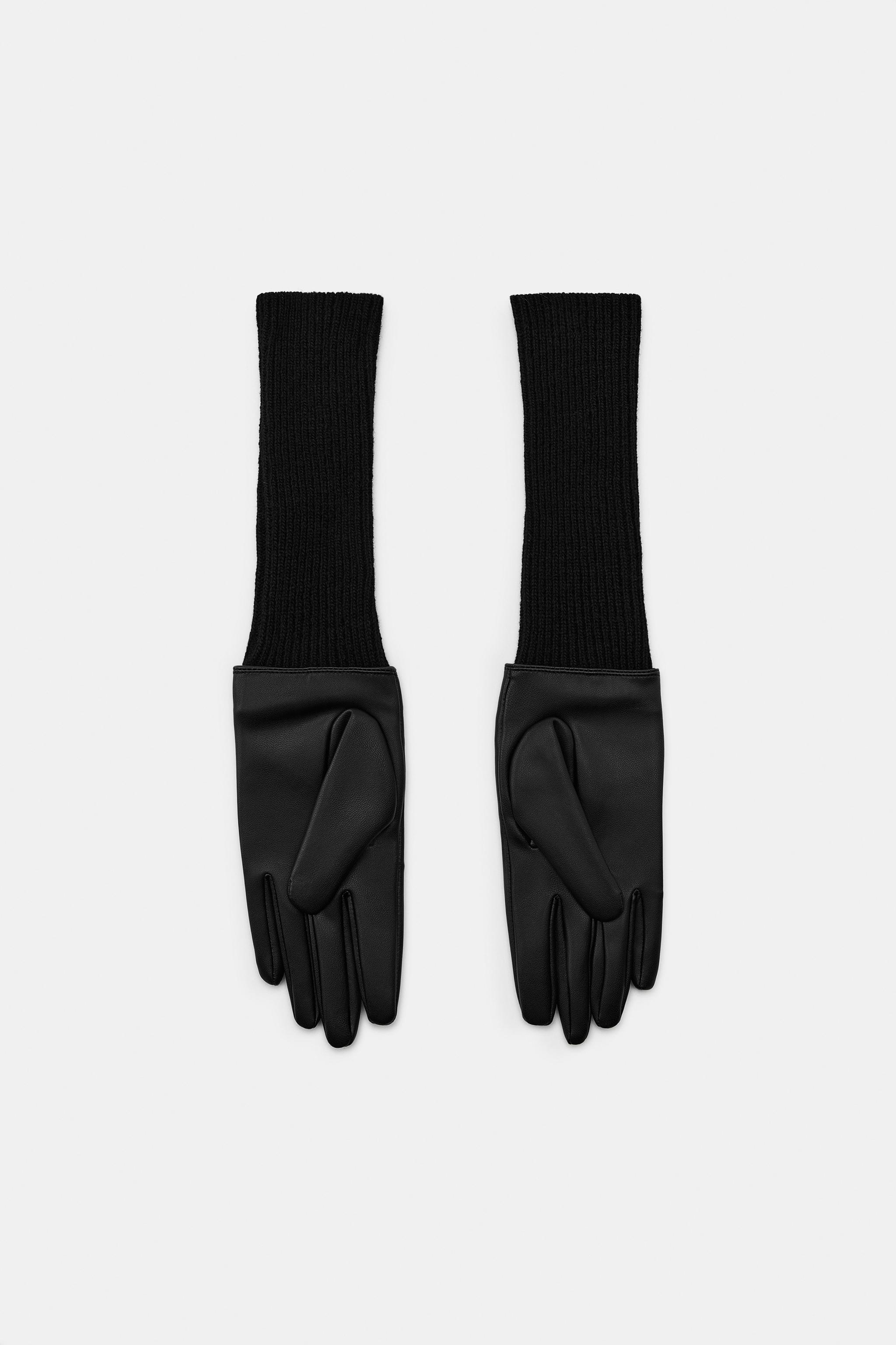 COMBINATION FAUX LEATHER GLOVES